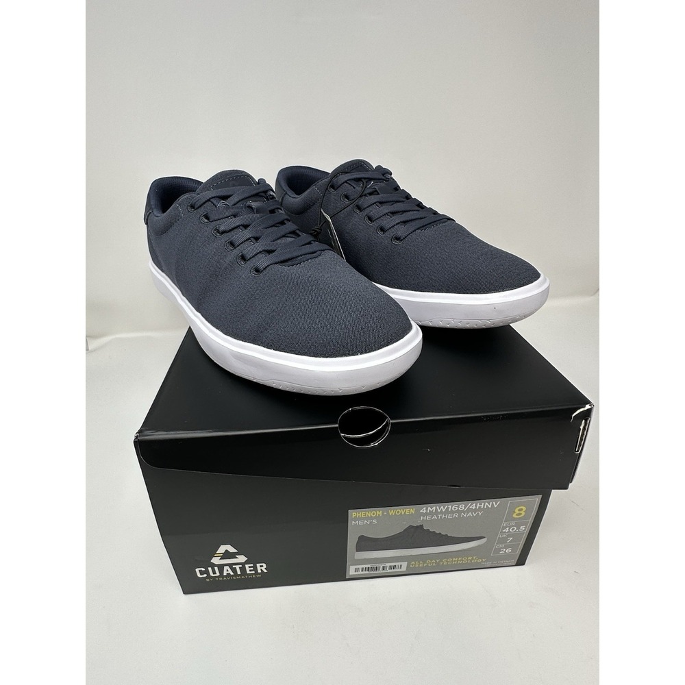 Travis Mathew Cuater Phenom Shoes Mens Size 8 Heather Navy Woven Sneakers NIB